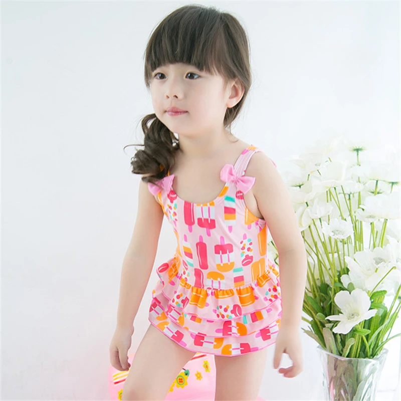 Купальный костюм для девочек 1 предмет От до 8 лет детский купальник с рисунком