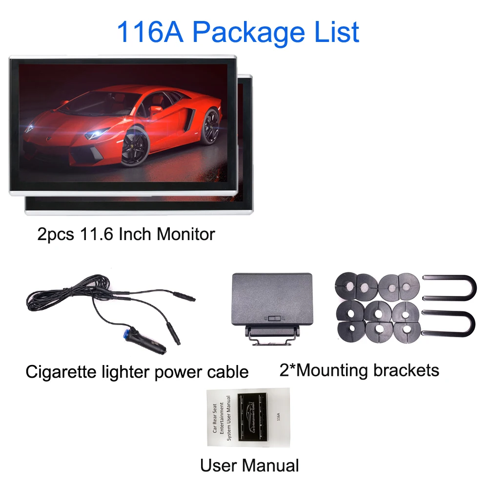 2pcs 116A-2 ONKAR Android 9,0 подголовник монитор с 11,6 дюймов ips сенсорный экран 1920*1080 1080P Поддержка mirror link wifi FM радио SD HDMI - Цвет: 2pcs 116A-2