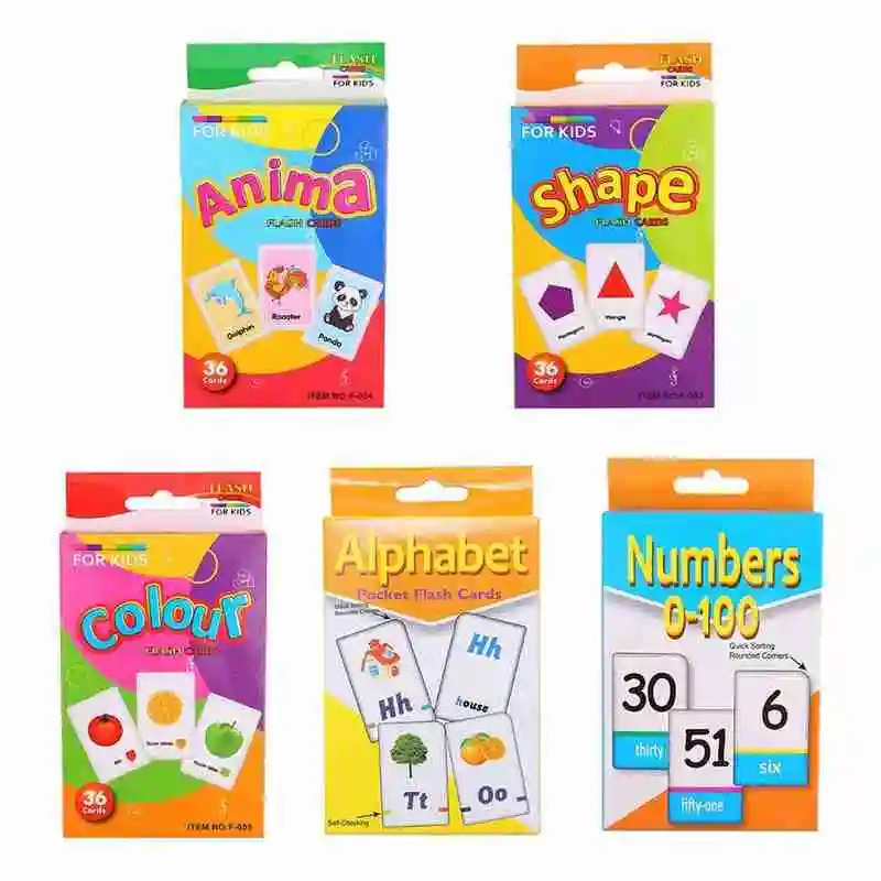 

1 Set Children Recognition Card Animal Color Alphabet Teaching Card Cognitive Flash Puzzle Infant Early Education Learning Toy