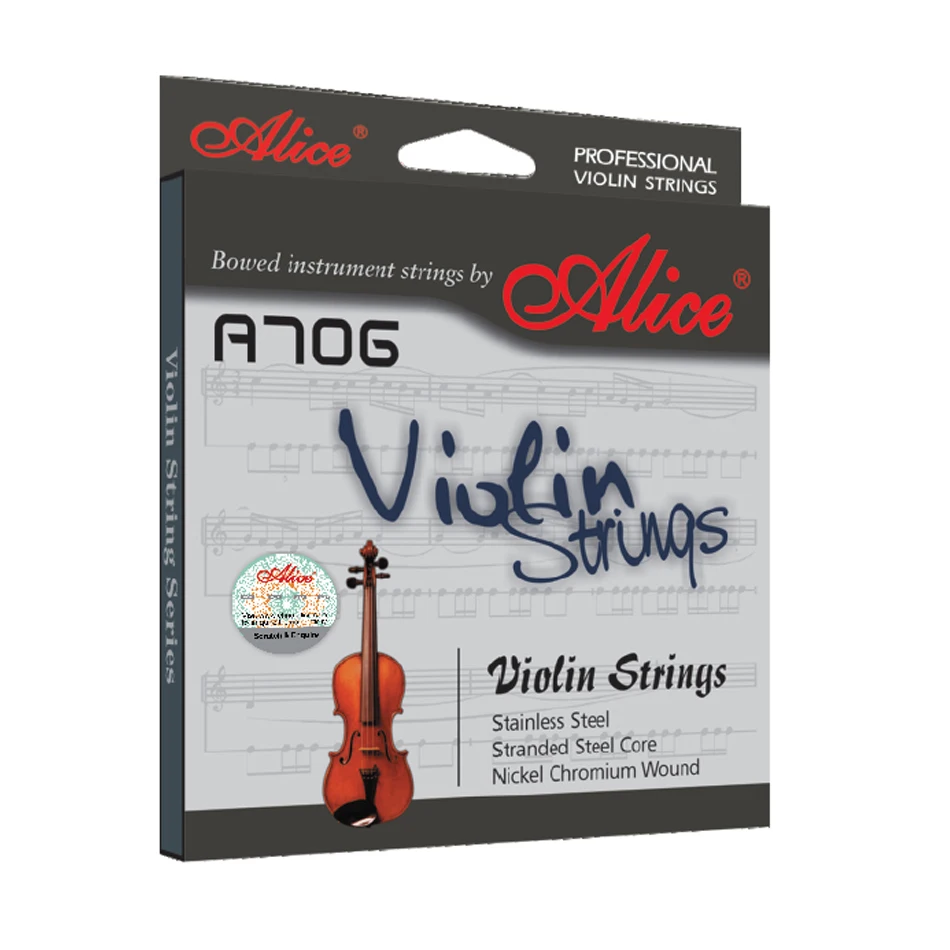 Alice Professional A706 Струны Скрипки многожильный стальной сердечник импортная нержавеющая сталь набор для скрипки Размер 4/4 3/4 1/2 1/4 1/8