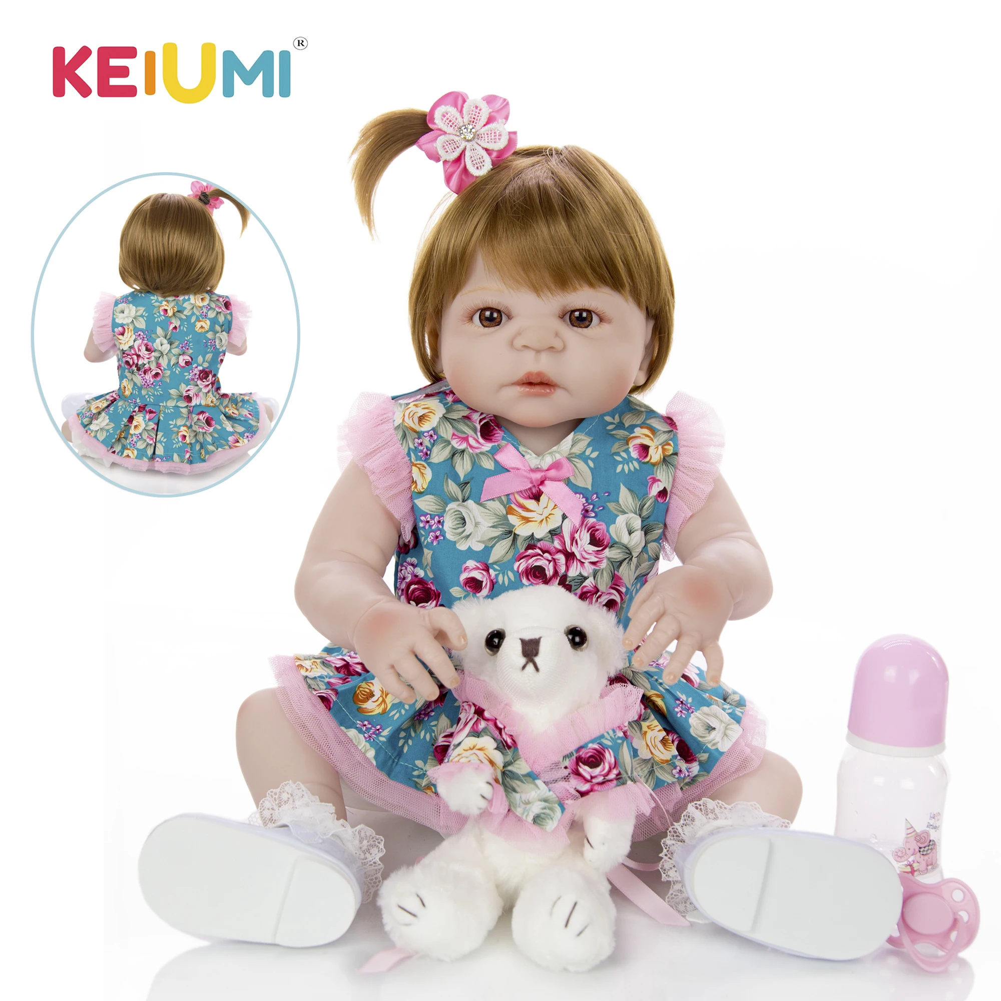 

KEIUMI Lovley 23 inch Full Vinyl Reborn Silicone Baby Dolls Lifelike Baby Reborn Menina 57 cm For kids Palymates Birthday Gifts