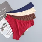Трусы-стринги Женские однотонные, шелковые пикантные мягкие, с заниженной талией