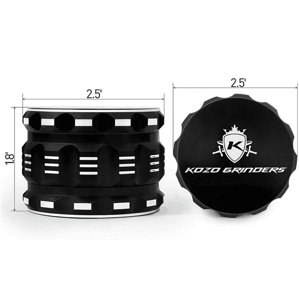 Крупная 4-слойная дробилка для трав Archibald 63 мм черная алюминиевая металлическая