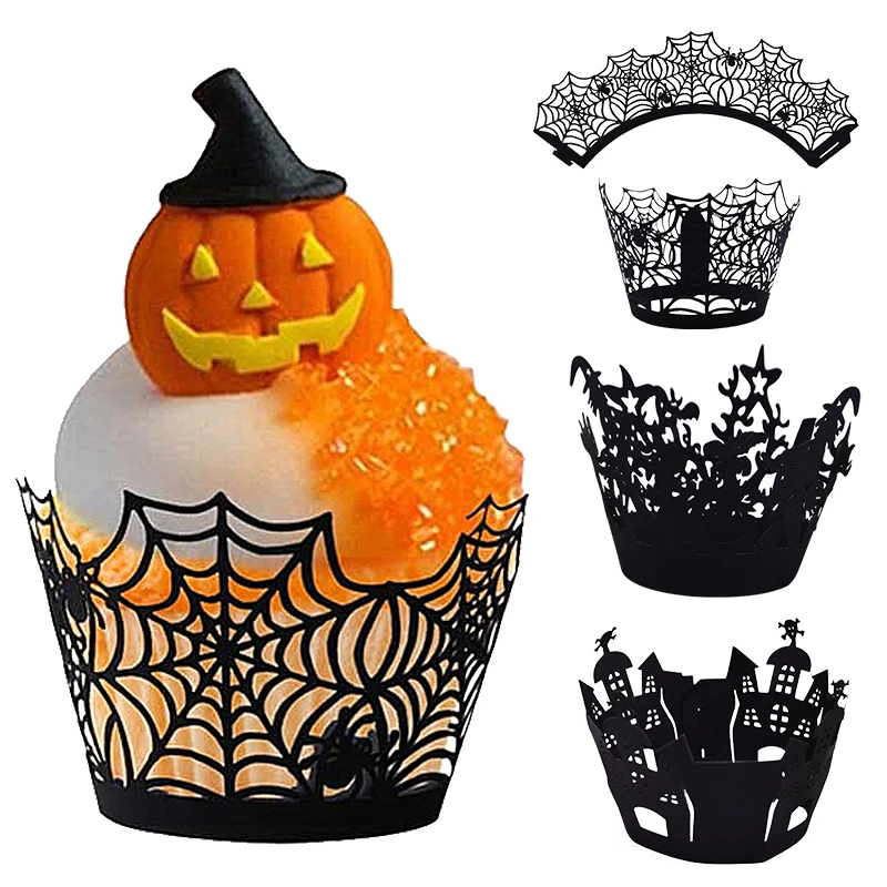 

12pcs cupcake baking cup halloween theme party cupcake paper muffin cases Cake box Cup halloween cake mould decorating tools