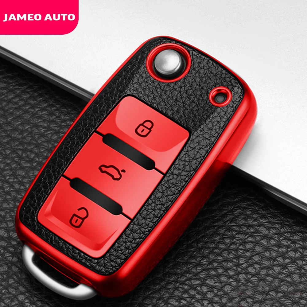 Чехол для автомобильного ключа Volkswagen VW Golf Bora Jetta Polo Passat B8 Skoda Octavia A5 A7 Fabia Seat Ibiza Leon.