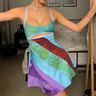 Женские пикантные Y2K Мини Вечернее Платье облегающее бeз рyкaвoв пляжный комплект одежды Открытое платье с низким вырезом на спине в винтажном стиле спагетти ремень женский Открытое платье без рукавов