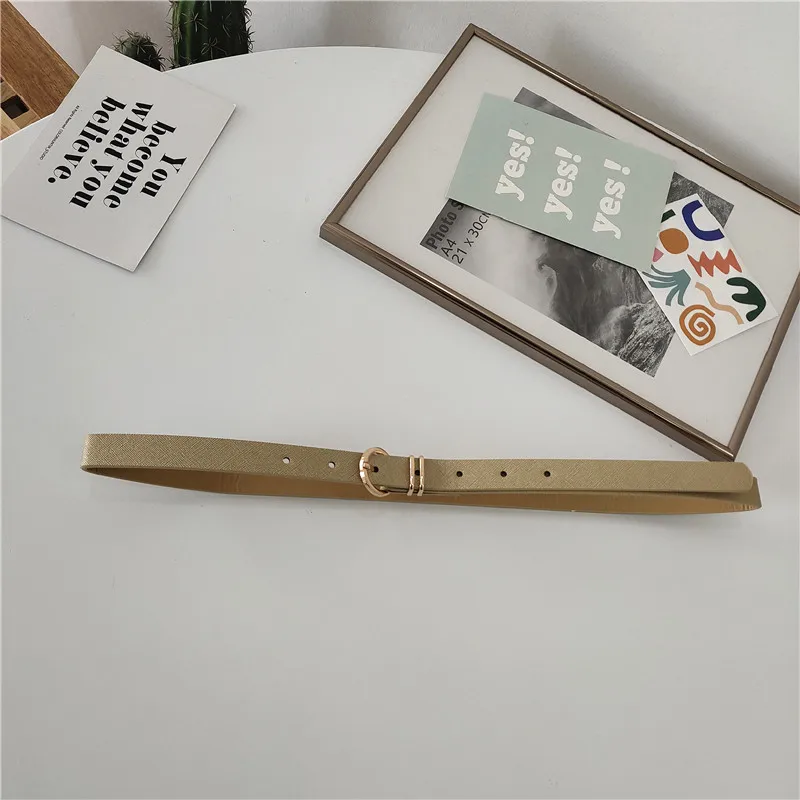 

Belt Women's Casual Small Simple All-Match Pin Buckle Thin Belt Golden Oval Dress Pant Belt Student Women