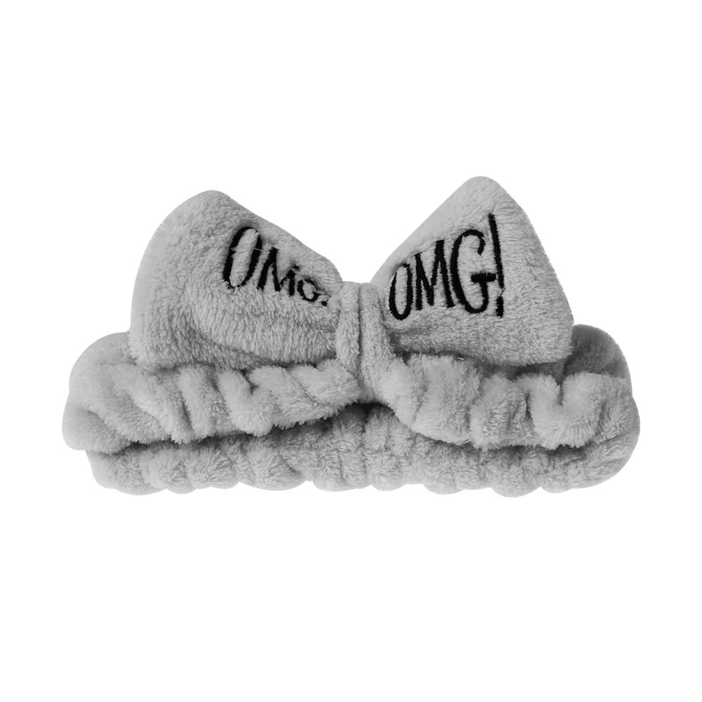Мягкие флисовые повязки женские с бантом надписью OMG| |