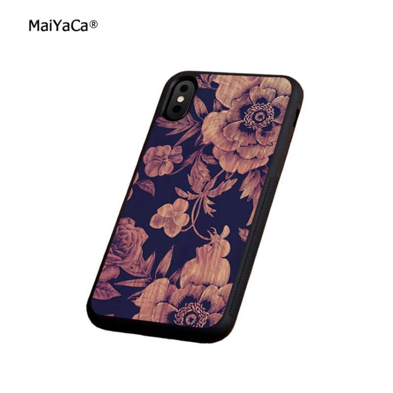 Деревянный Цветочный Мягкая силиконовая окантовкка мобильный телефон чехол для