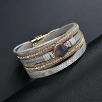 multi layer magnetic clasp punk braceletsbangles for men braided leather bracelets charm friendship jewelry bracelet bt200309