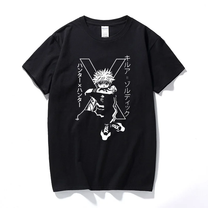 

Killua Zoldyck T Shirts Pre-shrunk Cotton Handsome T-Shirts Hunter x Hunter Tees Men Clothing Japanese Harajuku Tshirt