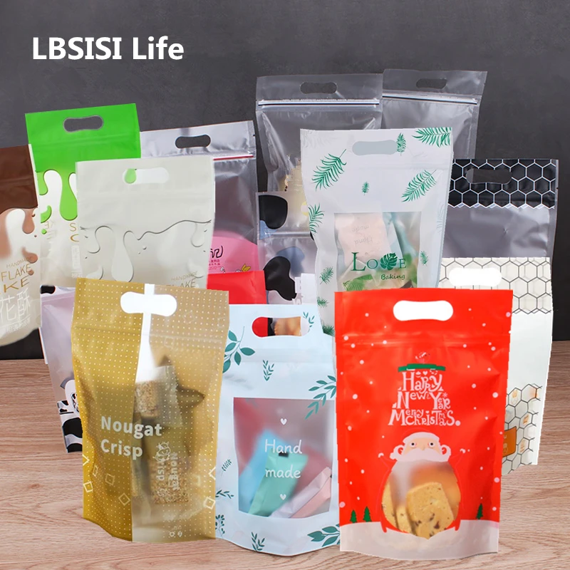 LBSISI Life 10 шт. рождественские конфеты пластиковые ручной работы печенья подарочные упаковочные пакеты самостоящий бисквит посылка свадебный мешок