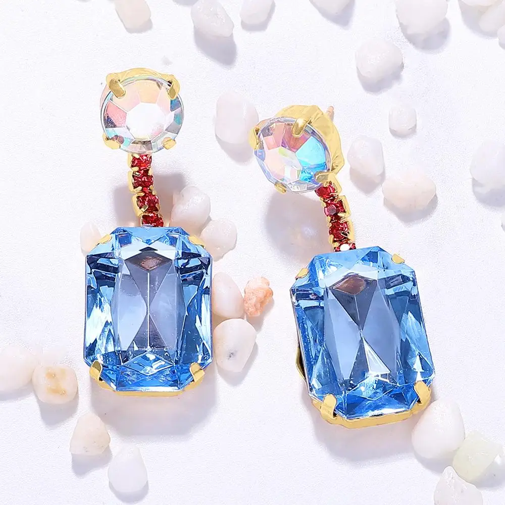 Женские Висячие серьги с кристаллами модные элегантные блестящие из синей смолы