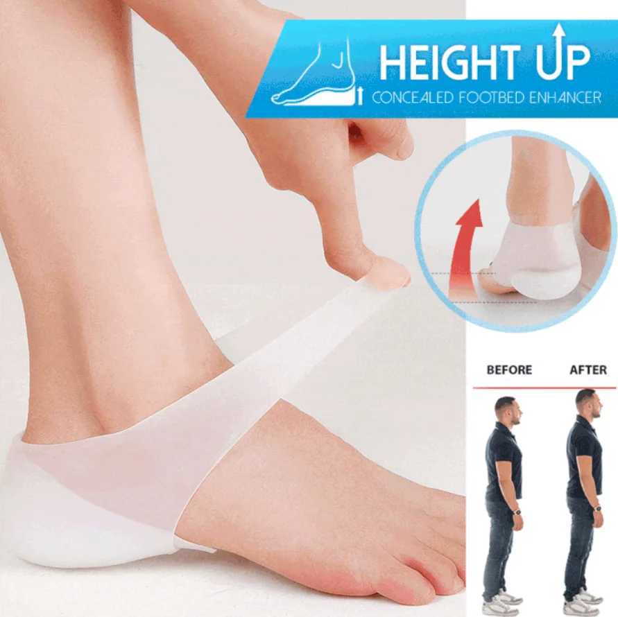 

Concealed Footbed Enhancers Massaging Invisible Height Increase Silicone Insoles Socks Pads