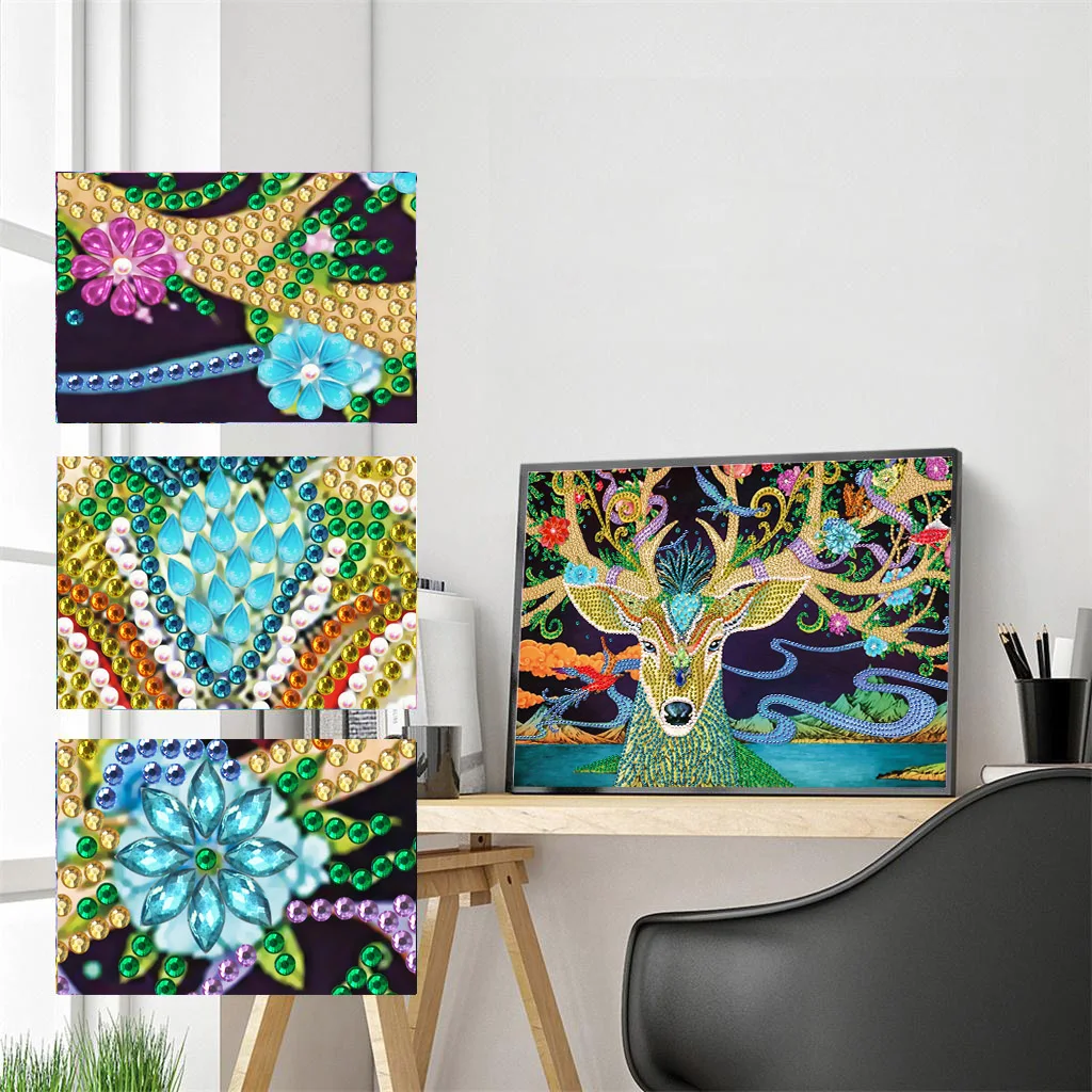 

Crystal Rhinestone Diamond Painting Fantasy Round Diamond Square Diamond Embroidery with Bead Embroidery Sparkling Fawn
