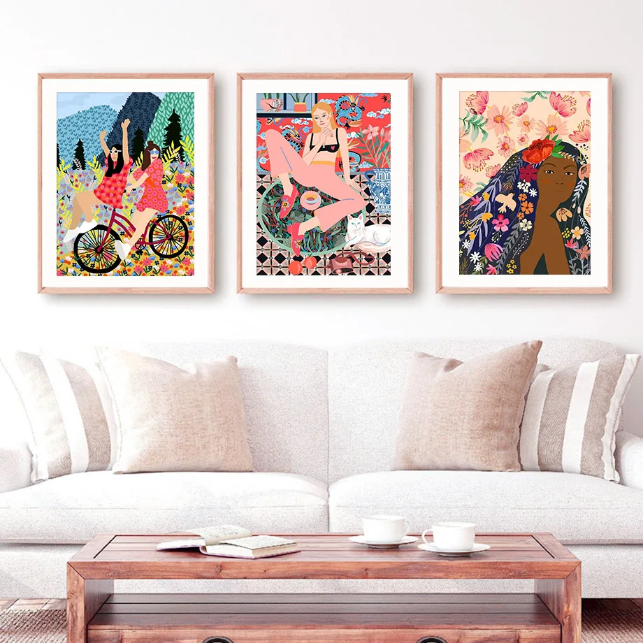 

Colorful Abstract Fashion Moroccan Girl Wall Art Canvas Painting Nordic Posters And Prints Wall Pictures For Living Room Decor (