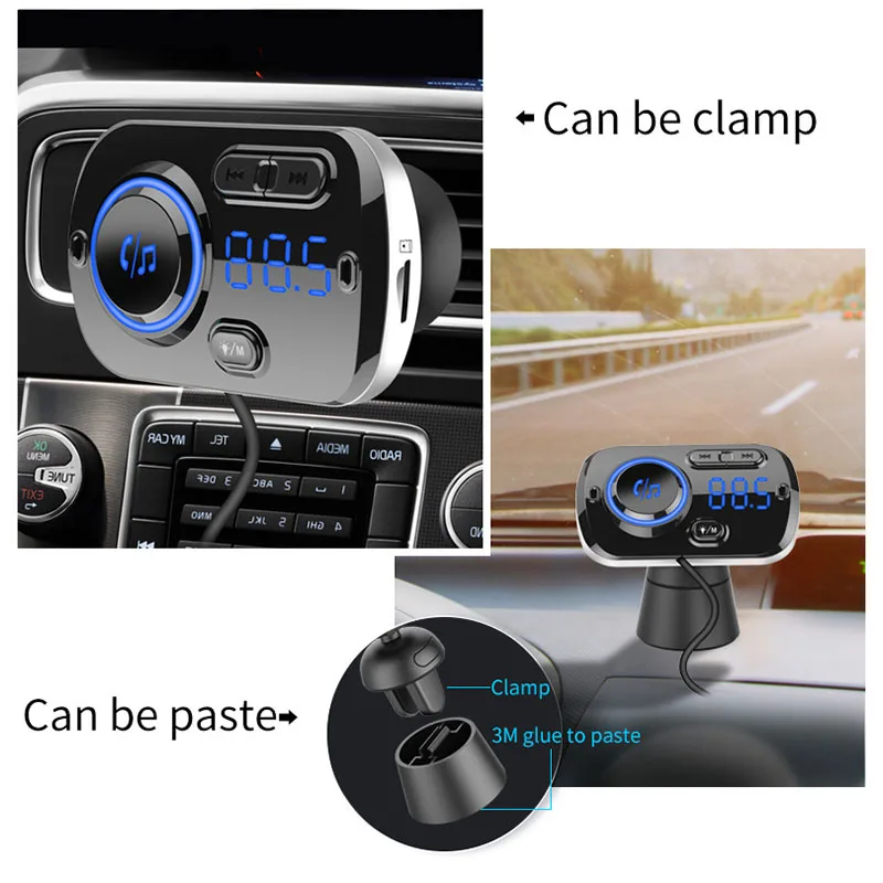 Jilang Bluetooth FM Transmitter Car Kit Handsfree Wireless MP3 Player Dual USB QC3.0 Fast charger Colorful atmosphere | Автомобили и