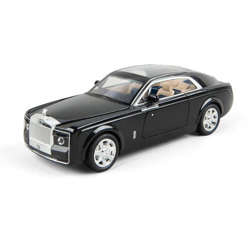 Литая под давлением модель автомобиля Huiying Phantom 1:24 из металлического сплава Высокая симуляция машинки огни игрушки для мальчиков транспортные средства Подарки для детей - Цвет: Черный