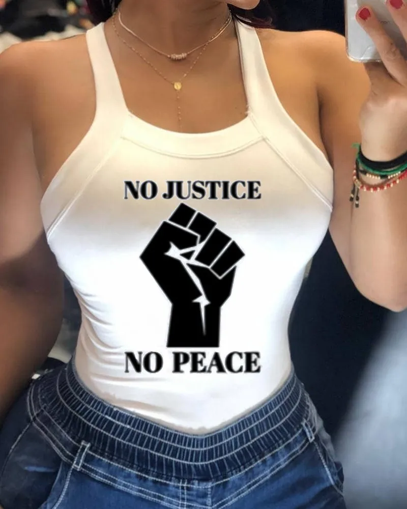 

2021 New Tank Tops Women U Neck Letter Print Lips Vest Summer Ladies Harajuku Shirts Slim Fit Polyester Sleeveless Top Tshirts