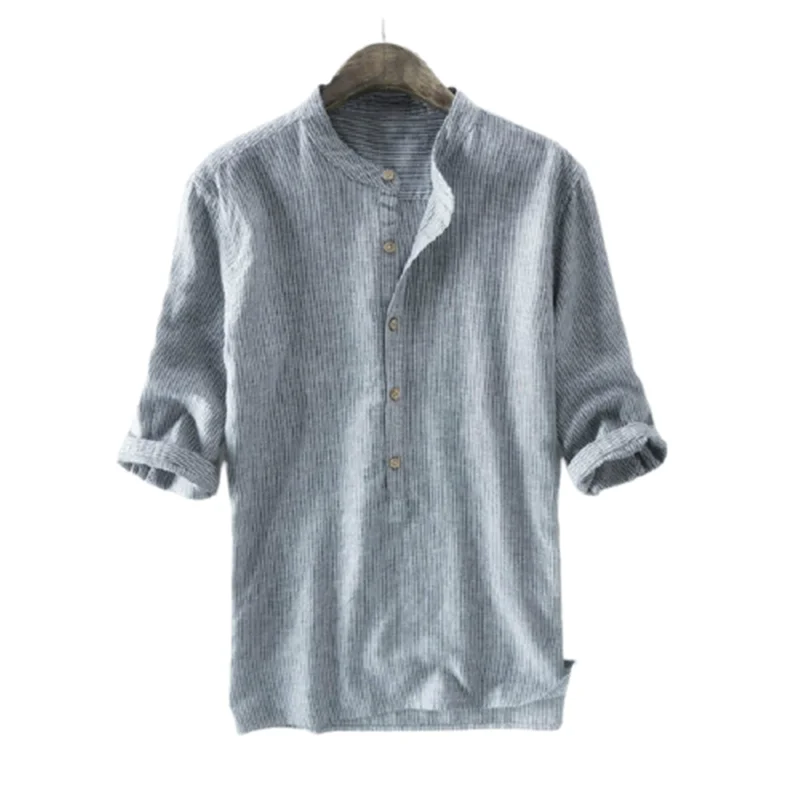

Mens Striped Button-up Shirt T-Shirt Casual Beach Loose Short Sleeve Top