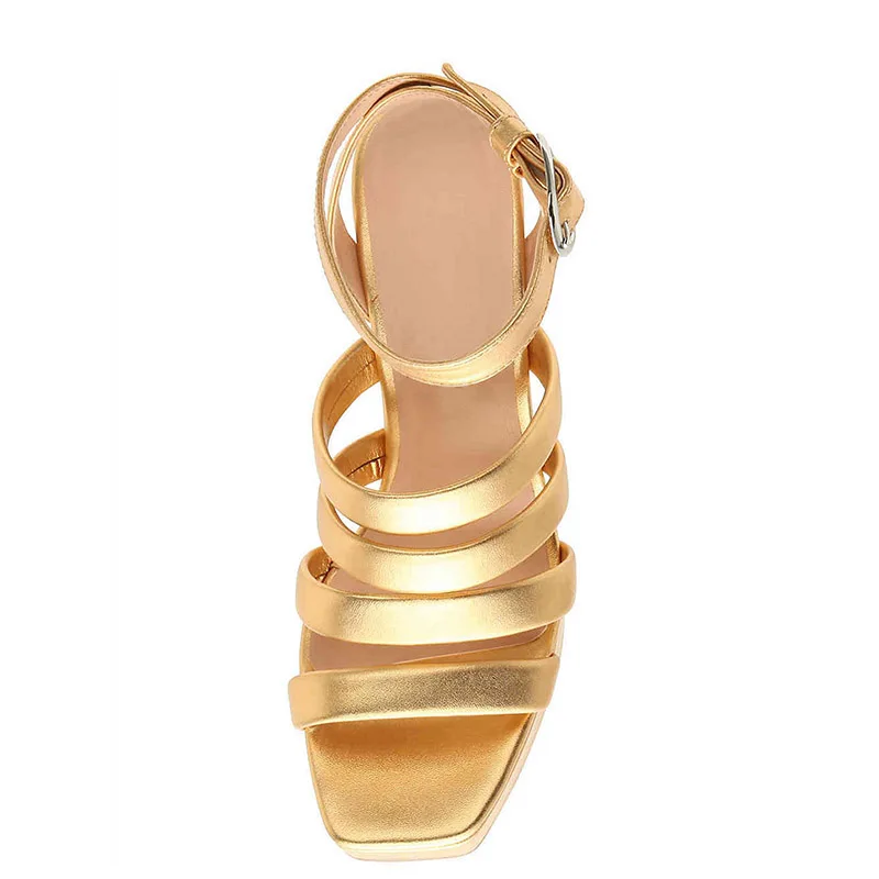 Gold Platform High Wedge Heels Women 