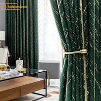 nordic dark green fishbone striped jacquard thickened blackout curtains for living room bedroom bay window customization