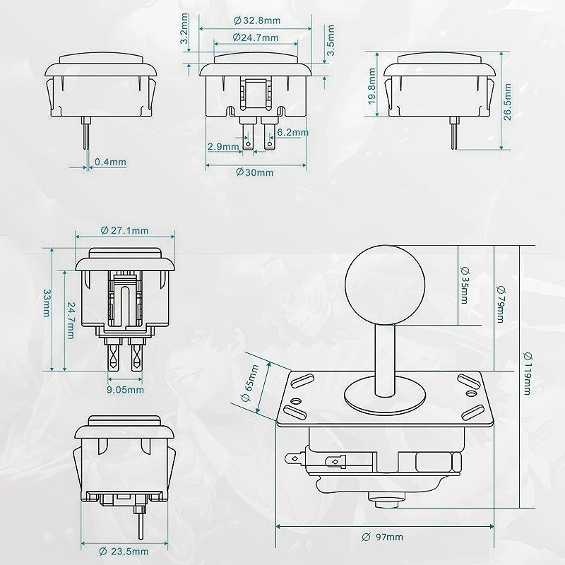 Двойной плеер Аркада рокер комплект светодиодный Кнопка шаровая Головка с USB