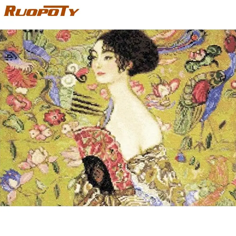 

RUOPOTY Diamond Embroidery Portrait 5D DIY Diamond Painting Full Square/Round Drill Mosaic Woman Art Home Decoration