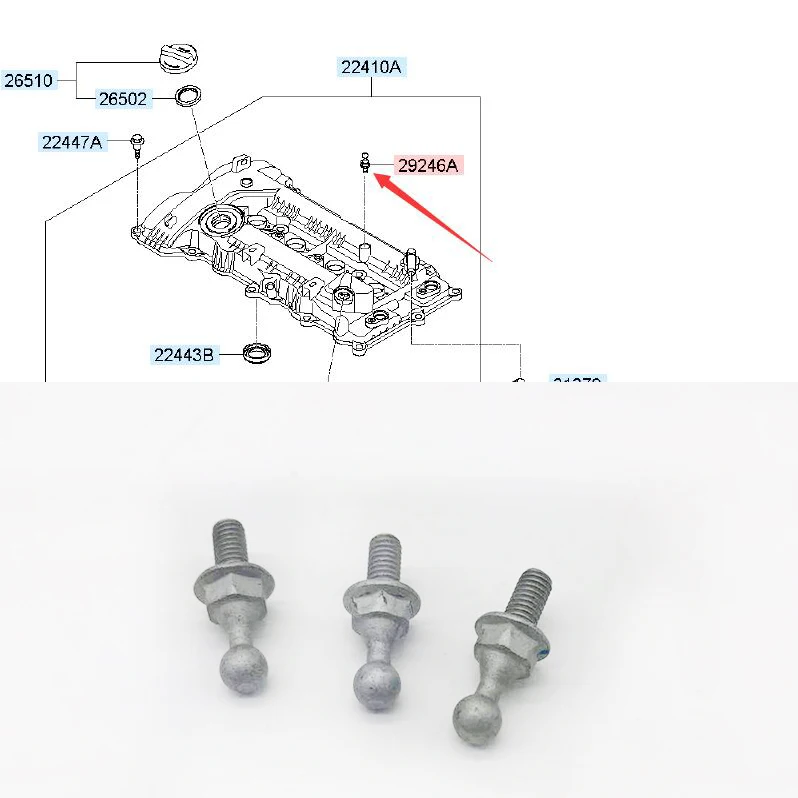 Монтажный болт крышки двигателя для Hyundai Creta IX25 1 6 Kia RIO 2017 OEM 292432B400 | Автомобили и