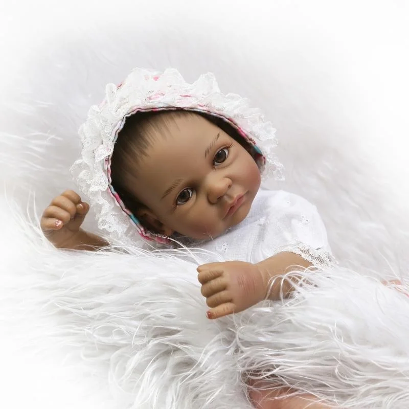 

Reborn Black Skin Mini Doll Girl Baby Doll Real Soft Touch Gender Lifelike Cute Doll for Children Play Xmas Gifts 2021 New