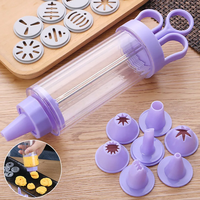 

1Set Biscuits Cake Mould Press Making Gun 8 Nozzles Cream Decorator Cookies Press Cutter Baking Tools Kitchen Supplies