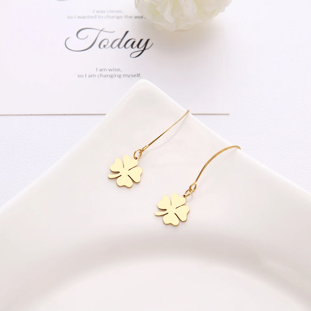 Женские серьги клевер удачи DOTIFI из нержавеющей стали золотого и серебряного