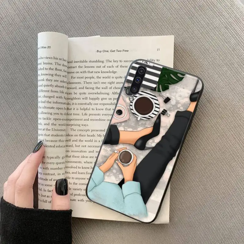 

Gifts Girls Shoes Coffee Paris High Hells Phone Case For Samsung galaxy S 7 8 9 10 20 edge A 6 10 20 30 50 51 70 note 10 plus