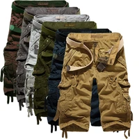 mens street shorts man cargo cotton summer multi pocket workout military casual pants fashion brand clothing plus size not belt