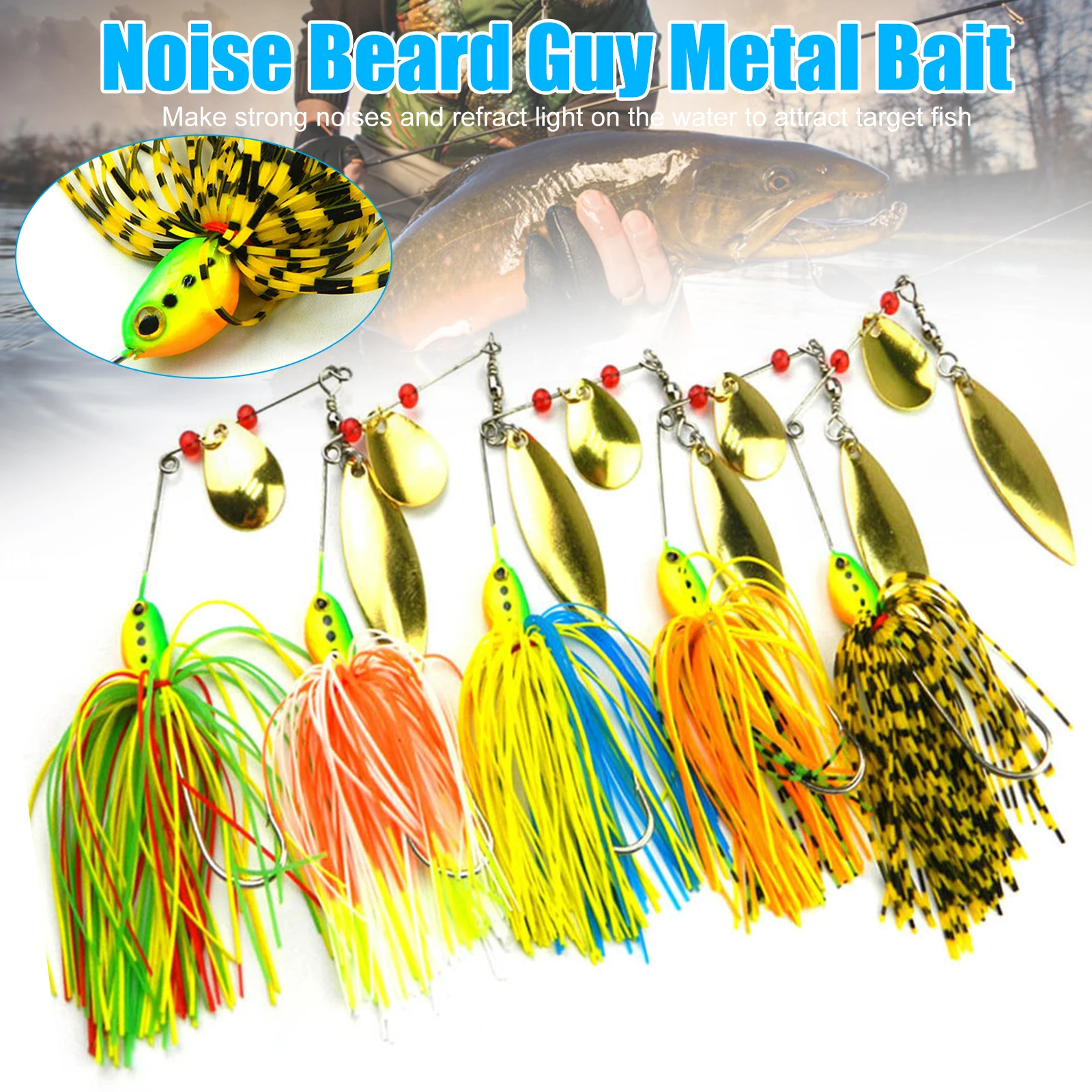 

5Pcs Fishing Lure Spinner Pike Bass Crankbaits Metal Baits Tackle Hook 16.3g LA