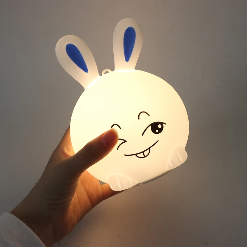 

Silicone LED Rabbit Night Light for Kids Cartoon Decorative Touch Sensor Remote Control USB Bedroom Lamp Creative Kid Gift