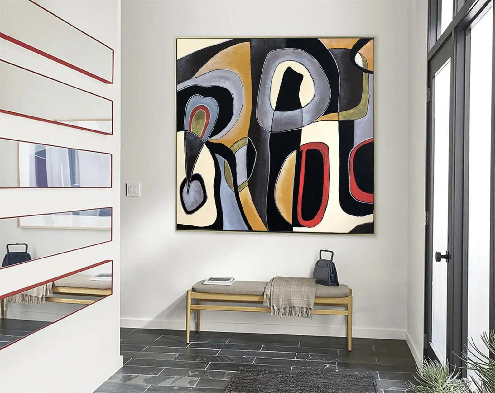 

Hand Painted Palette Knife Canvas Oil Paintings Modern Abstract Geometric Block Wall Decor Art Pictures For Living Room