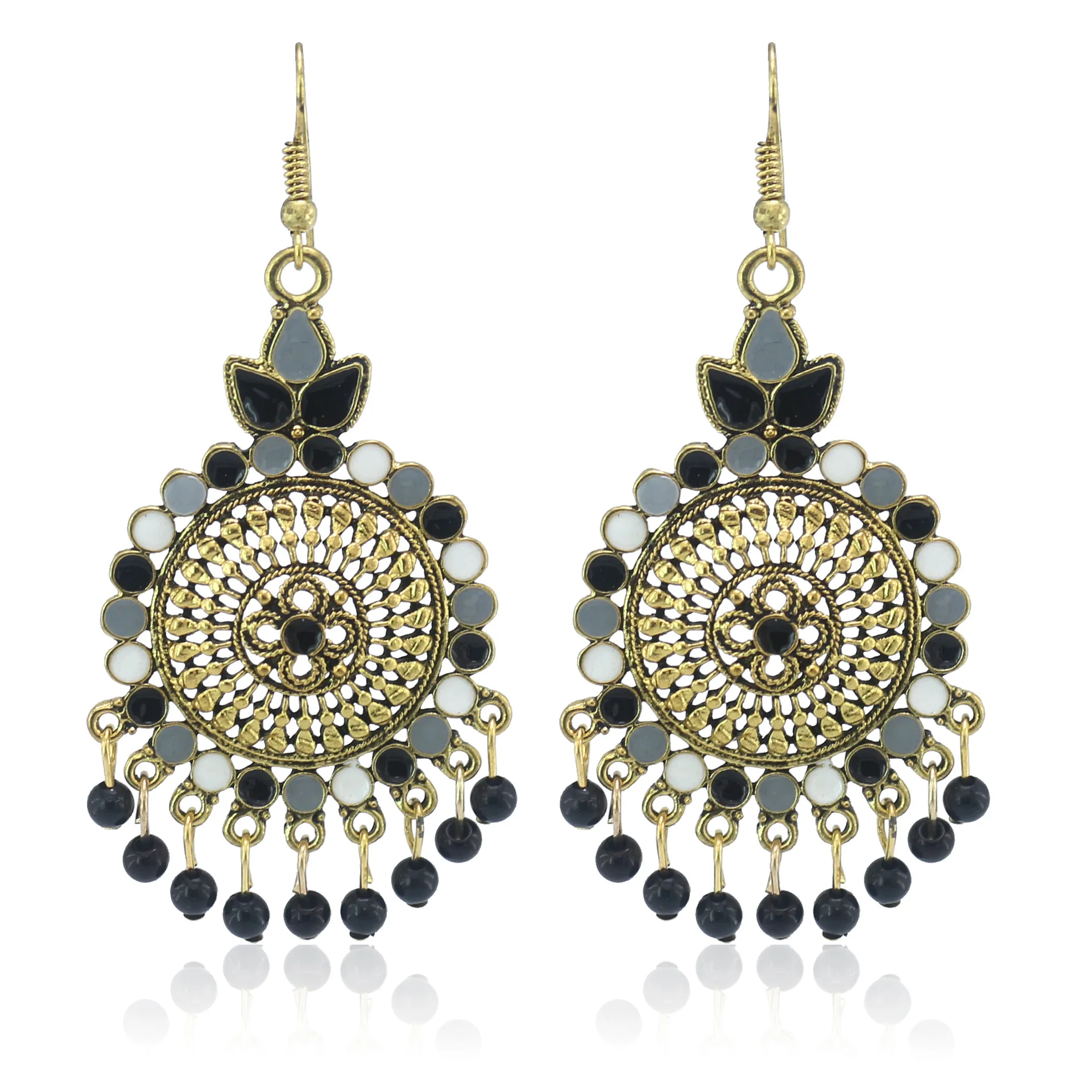 Золотые традиционные индийские этнические висячие серьги с кисточками для