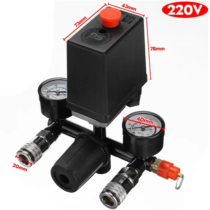Прочный 240 V/380 V регулятор переменного тока, воздушный компрессор, насос, регулятор давления, регулирующий клапан насоса 7,25-125 PSI с манометром