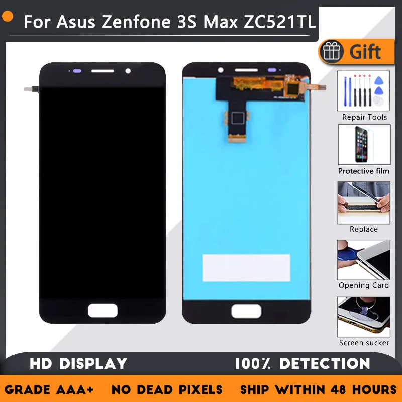 

5.2 inches for ASUS Zenfone 3S Max ZC521TL LCD touch screen digitizer assembly, ZC521TL LCD Display black, white, gold, frame