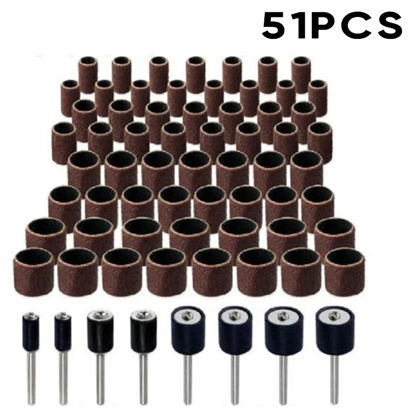 

45Pcs Set Drum Sander For Rotary Tool 360 Nail Sanding + 6Pcs Drum Mandrels Lot