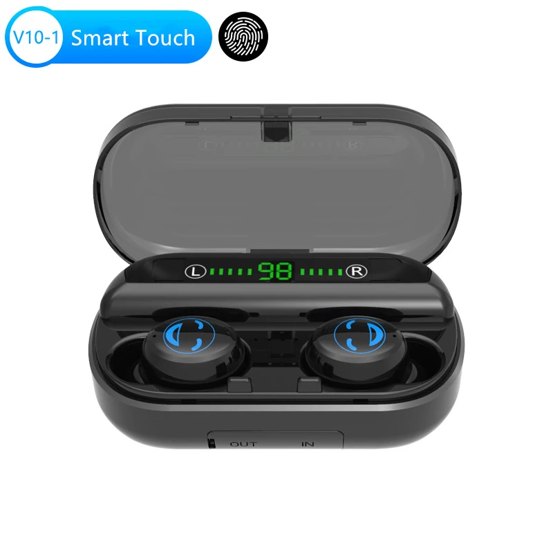TWS IPX6 Водонепроницаемый спортивный беспроводной Bluetooth 5,0 наушники сенсорное управление Кнопка Светодиодный дисплей питания для samsung huawei - Цвет: F
