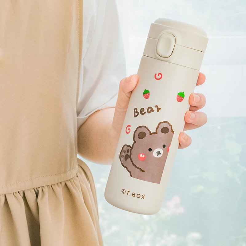 Ins мультфильм милый вакуумный колба термос бутылка пара корейская мода
