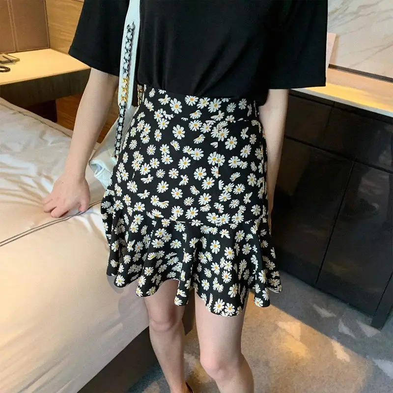 Женская плиссированная мини юбка MISSKY винтажная с высокой талией и цветочным