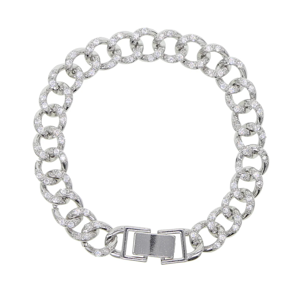 Новое поступление красочные Iced out хип-хоп bling micro pave cz женские ювелирные изделия 17 см кубинская цепочка с радугой cz Роскошный Браслет