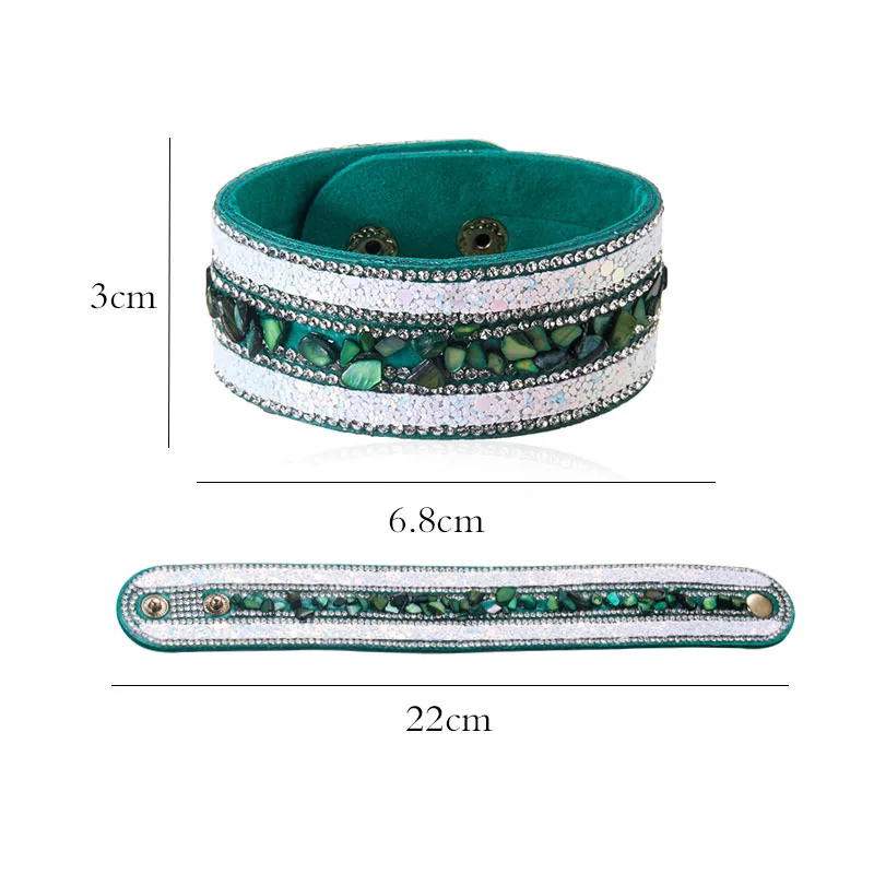 

European and American personality irregular colorful crystal gravel bracelet female gem leather bracelet couple