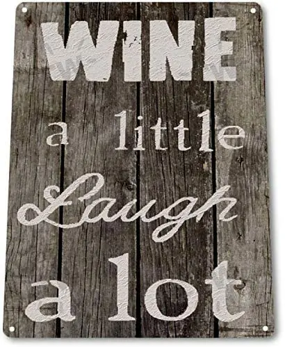 

Personalized Tin Sign Wine a Little Laugh A lot Retro Funny Bar Kitchen Art 8x12in Wall Decor Metal Signs