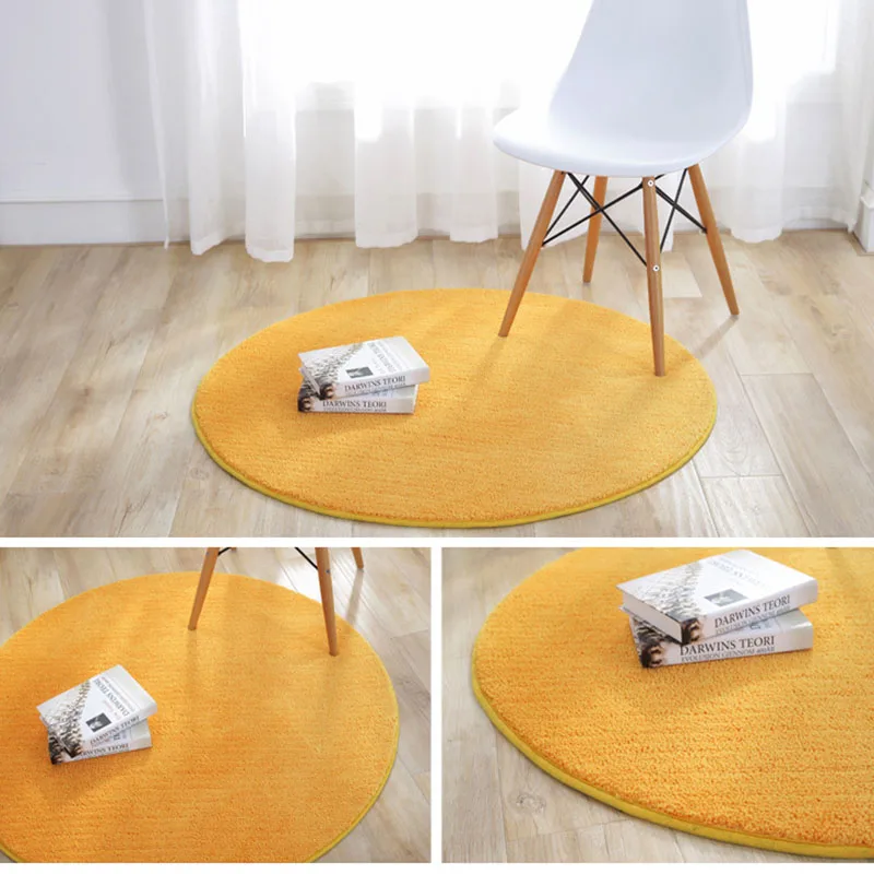 

Mustard Yellow Carpet Round Rug Washable Kids Room Thick Carpet For Living Room Plush Rug Large Bedside Rug Computer Chair Mat