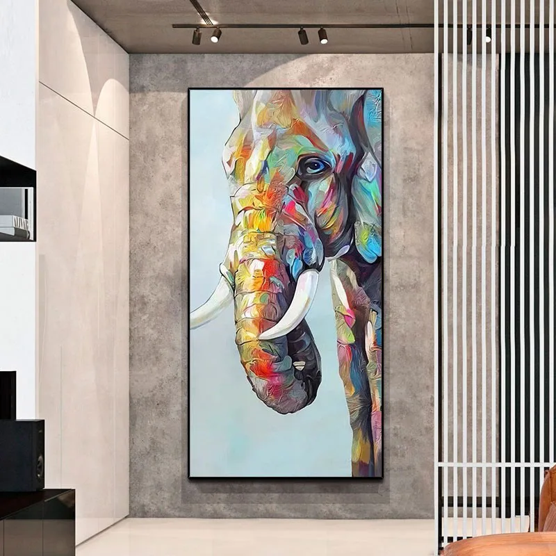 

Elephant Canvas Art Hand Painted Oil Painting Animal Wall Art Poster Modern Decor Wall Painting For Living Room Decoration