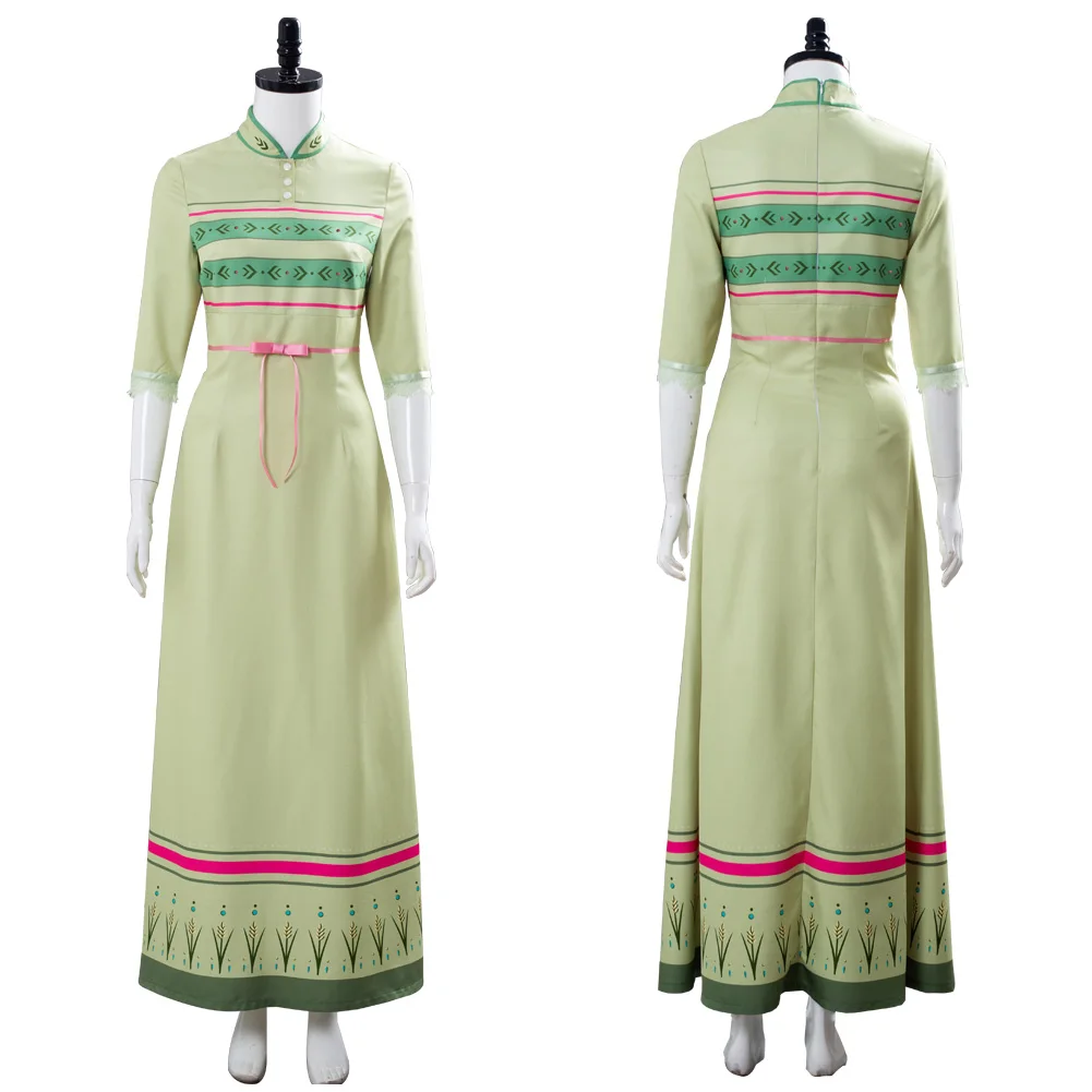 

Fast Delivery Anime Anna Dress Cosplay Costume Bedroom Nightgown Green Gown women autumn winter long sweater dress Xmas gift
